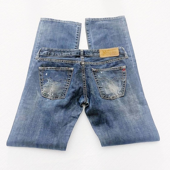 Replay Button Down Dark Wash Bootcut Denim Jeans SZ 27 x 32 - Picture 5 of 8